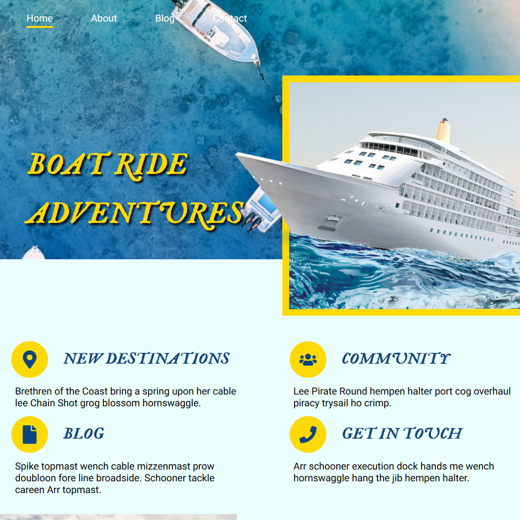 A PSD conversion for the Boad Ride Aventures website.